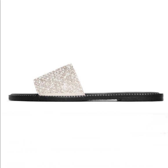 White Rhinestone Band Slip On Flip Flop Sandals - Picture 7 of 10